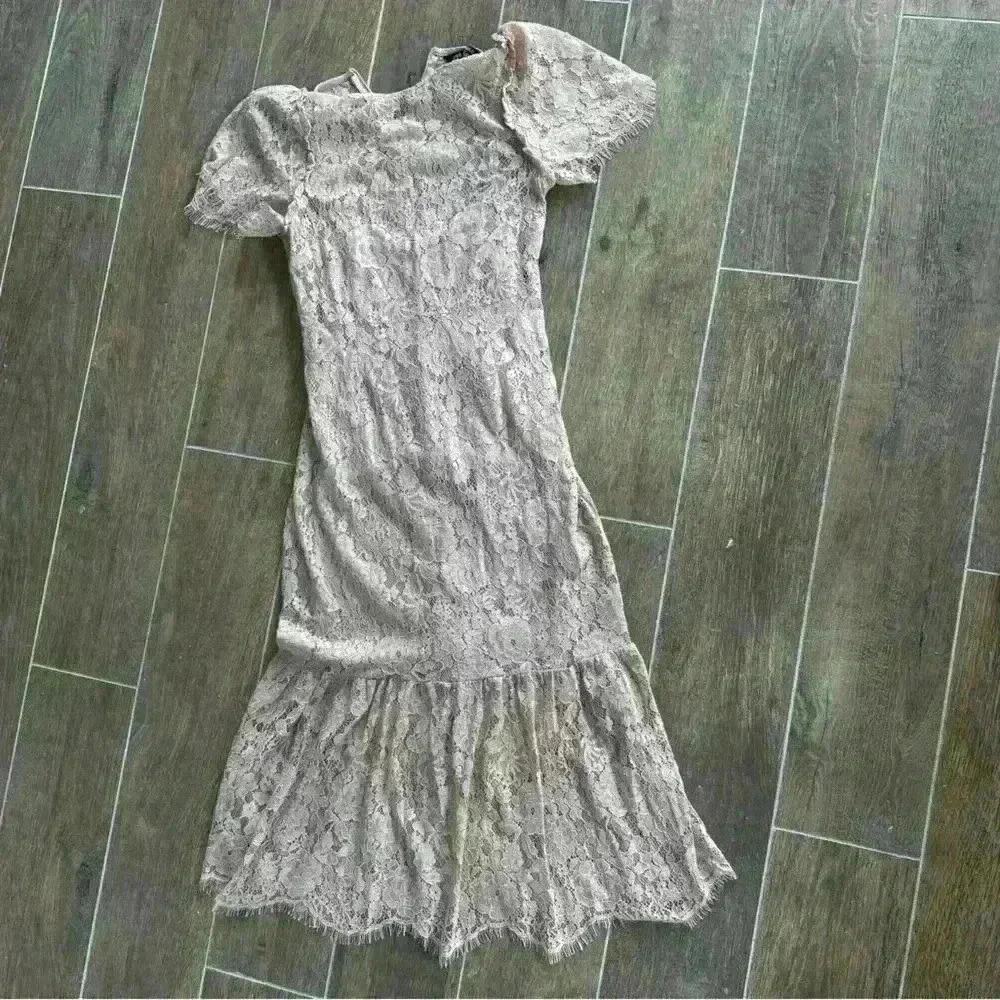 ZARA pink lace maxi long dress- Perfect for Bridesmaids or wedding - zip up back - Picture 3 of 9